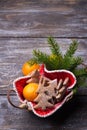 Oatmeal gingerbread cookies in the shape of Christmas tree Royalty Free Stock Photo