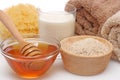 Oatmeal, milk and honey spa Royalty Free Stock Photo