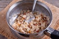 Oatmeal porridge in a saucepan Royalty Free Stock Photo