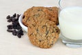 Oatmeal raisin cookies and milk Royalty Free Stock Photo