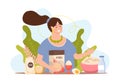 Oatmeal Woman Flat Composition Royalty Free Stock Photo