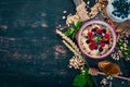 Oatmeal with yogurt and berries. Healthy food.