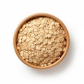 Aerial View Of Oats In Brown Bowl On White Background