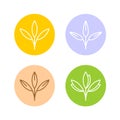 Oats ears or other cereal plants logo set. Grain agriculture cuts icons.