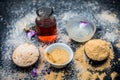 Oats face mask or face pack of Avena sativa i.e. Mulpani mitti or multani mitti or fuller`s earth, rose water,lemon juice and powd