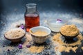 Oats face mask or face pack of Avena sativa i.e. Mulpani mitti or multani mitti or fuller`s earth, rose water,lemon juice and powd