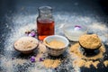 Oats face mask or face pack of Avena sativa i.e. Mulpani mitti or multani mitti or fuller`s earth, rose water,lemon juice and powd