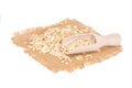 Oats flakes pile in wood spoon on white Royalty Free Stock Photo