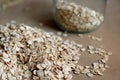 Oats in jar and background Royalty Free Stock Photo