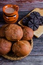 Oaxaca Bread called Pan de Yema or yolk bread and chocolate Traditional Breakfast in Oaxaca Mexico