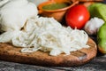 Oaxaca cheese called quesillo traditional from Oaxaca Mexico