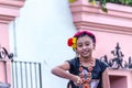 Indigenous girl in Guelaguetza celebration in Oaxaca Mexico