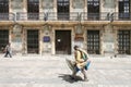 Man selling hand made traditional Oaxaca hammocks in Oaxaca, Me Royalty Free Stock Photo