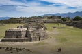 People visiting the ancient ruins of the Monte AlbÃÂ¡n pyramid complex in Oaxaca Royalty Free Stock Photo