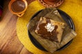 Oaxacan mole tamale flatlay
