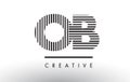 OB O B Black and White Lines Letter Logo Design.