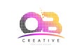 OB O B Letter Logo Design with Magenta Dots and Swoosh