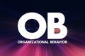 OB - Organizational Behavior acronym, business concept background