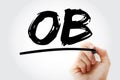 OB - Organizational Behavior acronym with marker, business concept background
