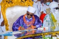 Oba of Benin gets documents on repatriated artefacts. Royalty Free Stock Photo