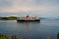 Oban, United Kingdom - February 20, 2010: Holiday ship navigate along sea coast. Cruise liner in sea. Cruise destination