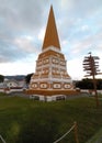 Alto da Memoria obelisk, view at sunset, Angra do Heroismo, Terceira, Azores, Portugal