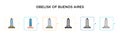 Obelisk of buenos aires vector icon in 6 different modern styles. Black, two colored obelisk of buenos aires icons designed in Royalty Free Stock Photo