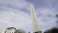 The obelisk Dikilitas, Istanbul. Action. Giant monument with Egyptian hieroglyphs on blue cloudy sky background.