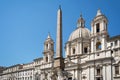Obelisk of Four Rivers Fountain in Piazza Navona and church of Santa Agnese in Agone  Rome  Italy  Europe. Royalty Free Stock Photo