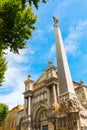 Obelisk in front of the Eglise de la Madeleine in Aix en Provence Royalty Free Stock Photo