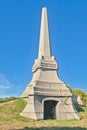 Obelisk gravetomb on a hill in Green-Wood cemetery, New York Royalty Free Stock Photo