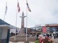 Obelisk at international airport Alejandro Velasco Astete in Cusco, Peru Royalty Free Stock Photo