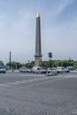 The Obelisk of Luxor on the Place de la Concorde in nasty day. Famous sight of Paris. Royalty Free Stock Photo