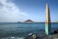 An obelisk made of volcanic rock in El Medano, Tenerife, Canary Islands, Spain