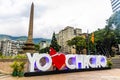 Obelisk monument at plaza of Bolivar city architecture