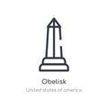 obelisk outline icon. isolated line vector illustration from united states of america collection. editable thin stroke obelisk