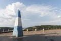 Obelisk painted with the national colors of Argentina in the Triple frontier