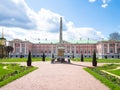 Obelisk and palace in garden of Kuskovo estate