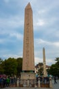 The Obelisk of Theodosius, an ancient Egyptian obelisk in the Hippodrome of Constantinople. SultanAhmet Square. Istanbul, Turkey Royalty Free Stock Photo