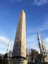 Obelisk of Theodosius and Blue Mosque from Istanbul, Turkey Royalty Free Stock Photo