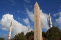 The Obelisk of Theodosius and Blue Mosque Towers in Istanbul Royalty Free Stock Photo