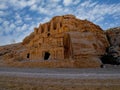 Obelisk Tomb on the road toward entrance to ancient city Petra, Jordan Royalty Free Stock Photo