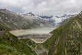 Oberaar panoramic mountain road and glacier in Switzerland in Alps Royalty Free Stock Photo