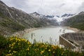 Oberaar panoramic mountain road and glacier in Switzerland in Alps Royalty Free Stock Photo