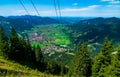 Oberammergau and Unterammergau seen from the Laber. Royalty Free Stock Photo