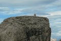 Oberbachernspitze - A close up view on a small chapel built on top of a mountain peak in Italian Dolomites. Royalty Free Stock Photo