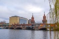 The Oberbaum Bridge is a double deck bridge crossing the River Spree, considered one of Berlin`s landmarks, Germany Royalty Free Stock Photo