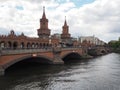 Oberbaum Bridge over River Spree in Berlin City, Germany Royalty Free Stock Photo