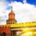 Oberbaum bridge and train in Berlin