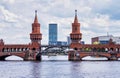 Oberbaumbrucke across the Spree, the longest bridge of Berlin, Germany